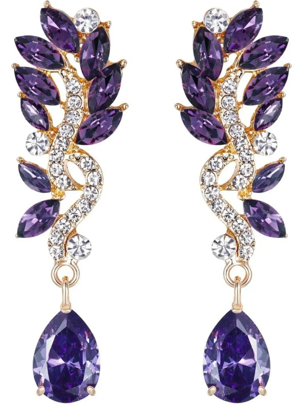 Elegant Austrian Crystal Bridal Teardrop Chandelier Dangle Earrings for Weddings